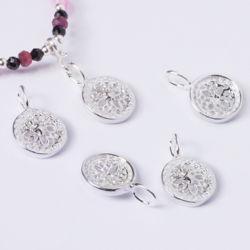 Srebrna zawieszka kółeczko ażurowe z dużym kółkiem 9mm AG925