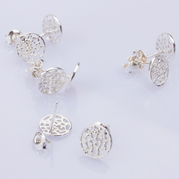 Srebrne kolczyki pajęczyna AG925 9mm