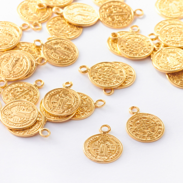 Zawieszka moneta mała AG925 pozłacana 11mm