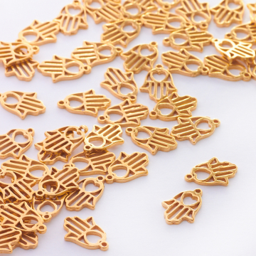 Zawieszka ręka Fatimy z serduszkiem AG925 pozłacana 10,5mm