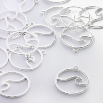 Zawieszka srebrna fala w kółku AG925 19mm