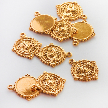 Srebrna zawieszka oko w stylu Boho AG925 pozłacana 15mm