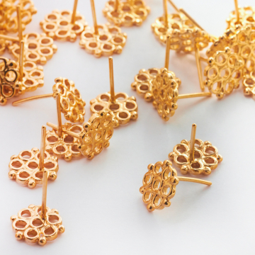 Srebrne sztyfty ozdobne kółeczka pozłacane AG925 10mm