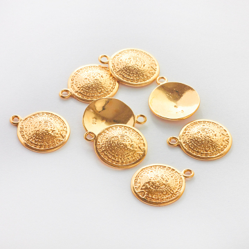 Srebrna zawieszka moneta aztecka wypukła AG925 pozłacana 14mm