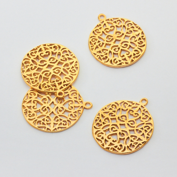 Srebrna zawieszka do łańcuszków koło ażurowe AG925 pozłacane 27mm