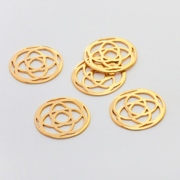 Srebrna zawieszka kwiat w kółku AG925 pozłacana 20mm