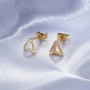 Srebrne trójkątne kolczyki AG925 pozłacane 6mm