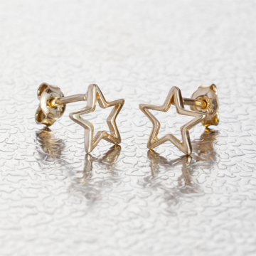 Srebrne kolczyki gwiazdki AG925 pozłacane 8.5mm