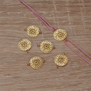 Srebrny łącznik mandala AG925 12,5mm pozłacany