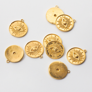 Srebrna zawieszka moneta z okiem proroka AG925 pozłacana 20mm