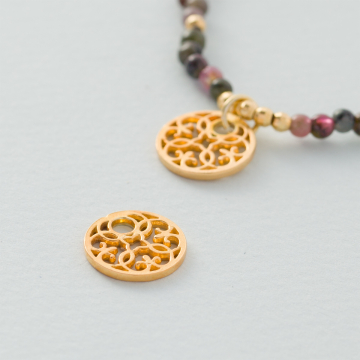 Srebrna zawieszka koło ażurowe zdobione AG925 14mm pozłacana