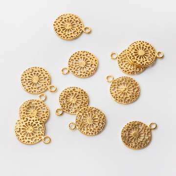 Srebrna mini zawieszka ażurowa AG925 pozłacana 13,5mm