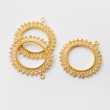 Srebrna zawieszka do naszyjników koło z kuleczek AG925 pozłacana  41,5mm