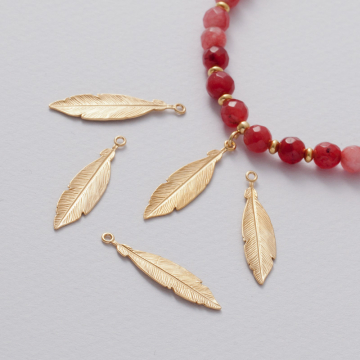 Zawieszka piórko ozdobne pozłacana AG925 30 mm