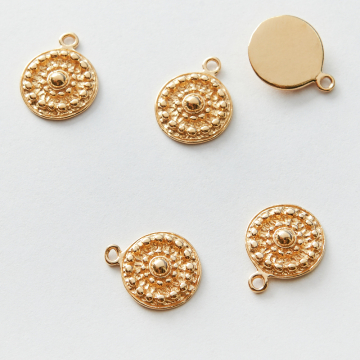 Srebrna zawieszka kółko w kropeczki AG925 pozłacana 13mm