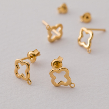 Kolczyki kwiatki wycięte z podwieszeniem AG925 pozłacane 10x8mm