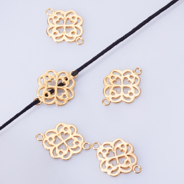 Srebrny łącznik kwiatek wycięty AG925 pozłacany 18.5mm