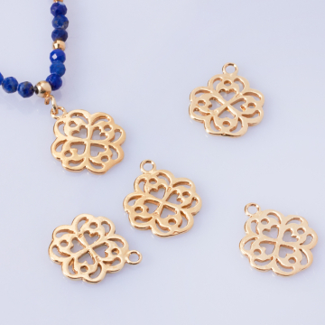 Srebrna zawieszka kwiatek ażurowy AG925 pozłacana 13mm