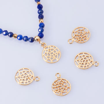 Srebrna zawieszka pajęczyna w kółku AG925 pozłacana 9mm