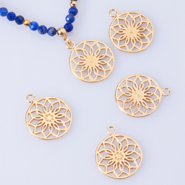 Srebrna zawieszka mandala AG925 pozłacana 14mm