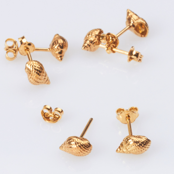 Srebrne kolczyki muszelki AG925 pozłacane 8mm