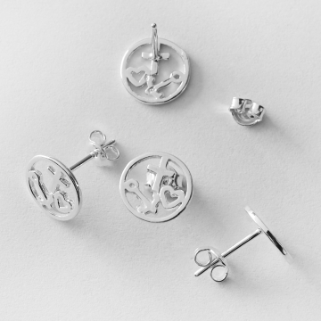 Srebrne kolczyki sztyfty wiara, nadzieja, miłość 9,5mm