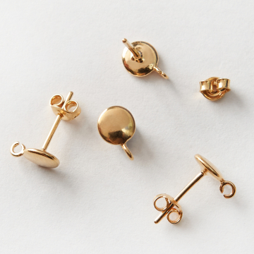 Srebrne kolczyki sztyfty krążki z podwieszeniem AG925 pozłacane 8,5mm