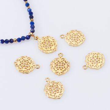 Srebrna zawieszka ażurowa AG925 pozłacana 12mm