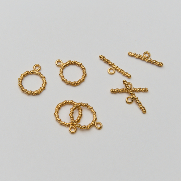 Srebrne zapięcie toggle skręcane liny AG925 pozłacane 11,5mm