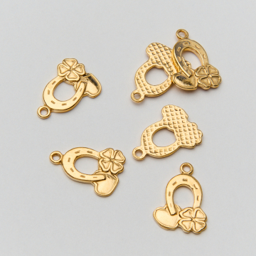 Srebrna zawieszka podkowa z sercem i koniczyną AG925 pozłacana 14mm