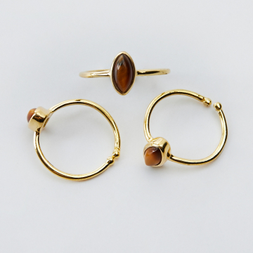 Srebrny pierścionek regulowany z tygrysim okiem markiza AG925 pozłacany 20mm