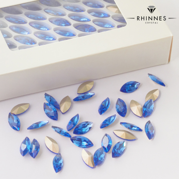 Kryształy rhinnes horse eye blue topaz 15x7mm