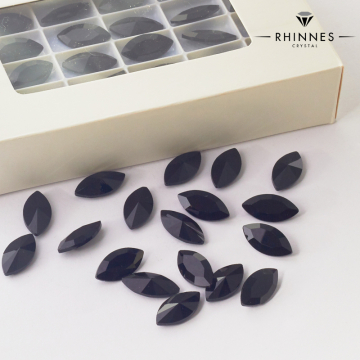 Kryształy rhinnes horse eye jet 18x9mm
