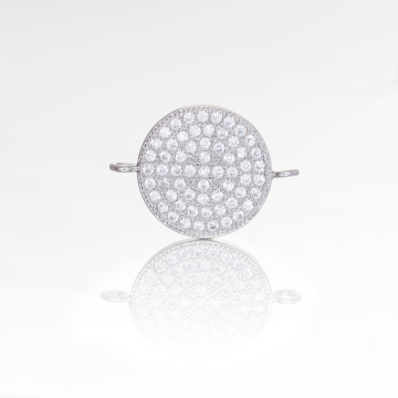 Przekładka rodowana z cyrkoniami kółko dwie dziurki 14mm