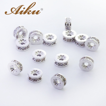 Koralik oponka z cyrkoniami rodowana 6mm