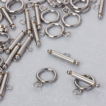 Zapięcie toggle ze stali chirurgicznej w kolorze srebrnym 12mm