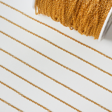 Łańcuszek mini owal ze stali chirurgicznej w kolorze złotym 1.5x2mm PVD