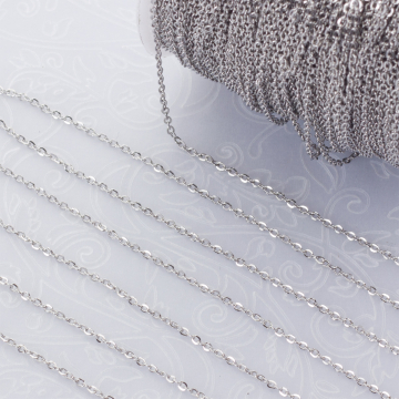 Łańcuszek mini płaski owal ze stali chirurgicznej w kolorze srebrnym 1,0x1,5mm