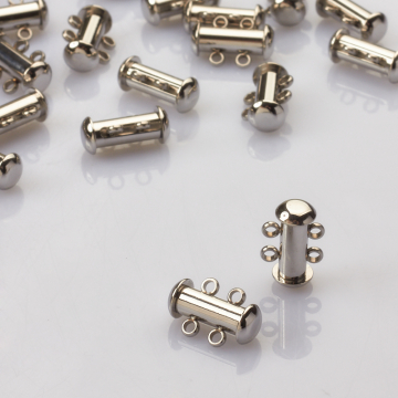 Zapięcie rozsuwane 2 sznurki ze stali szlachetnej w kolorze srebrnym 15mm