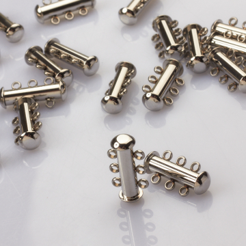 Zapięcie rozsuwane 3 sznurki ze stali szlachetnej  w kolorze srebrnym 20mm