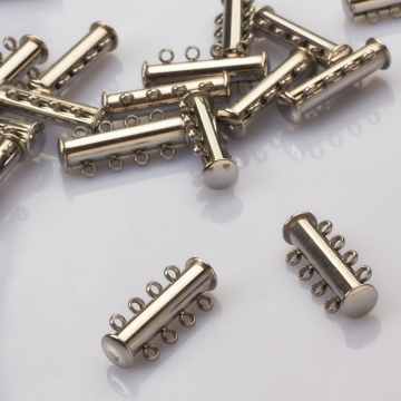 Zapięcie rozsuwane 4 sznurki ze stali szlachetnej w kolorze srebrnym 25mm