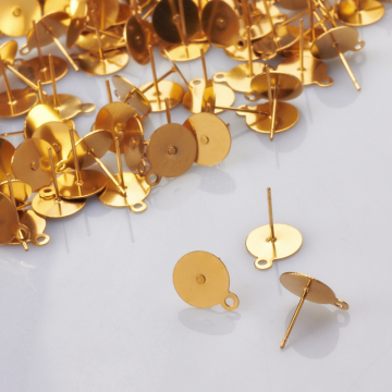 Sztyfty z talerzykiem do naklejania i podwieszania ze stali chirurgicznej w kolorze złotym 10mm
