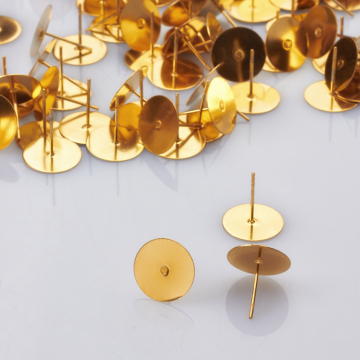 Sztyfty z talerzykiem do naklejania ze stali chirurgicznej w kolorze złotym 12mm