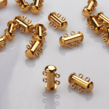 Zapięcie rozsuwane 2 sznurki ze stali szlachetnej w kolorze złotym 15mm