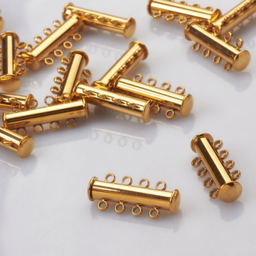 Zapięcie rozsuwane 4 sznurki ze stali szlachetnej w kolorze złotym 25mm