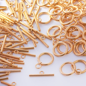 Zapięcie toggle kółko i patyczek ze stali szlachetnej w kolorze złotym 14mm