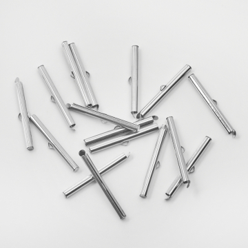 Końcówki podłużne do bransoletek ze stali chirurgicznej w kolorze srebrnym 40mm