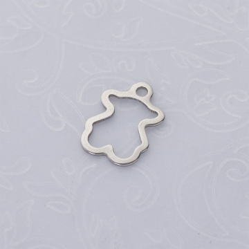 Zawieszka ze stali szlachetnej miś w kolorze srebrnym 16mm