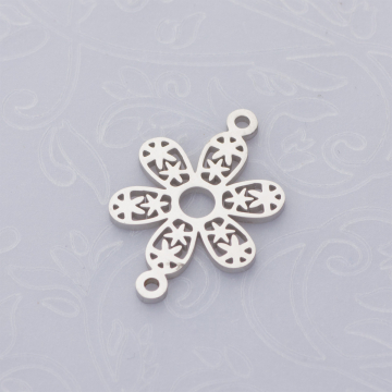 Rozgałęźnik kwiatek w kółku ze stali chirurgicznej w kolorze srebrnym 22x15mm