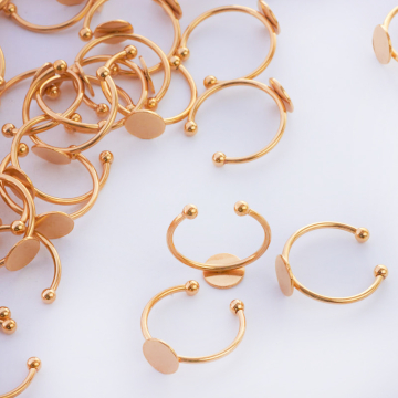 Baza pierścionek ze stali chirurgicznej talerzyk w kolorze złotym 20mm